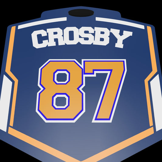 Personalized 3D sports shield badge tag with player name and number