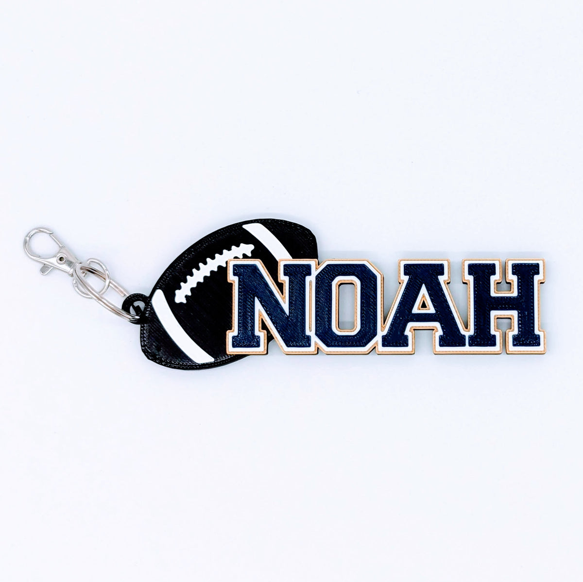 Personalized football bag tag with name and number