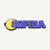 Personalized tennis bag tag "SOPHIA" in blue, white and black, 3D preview