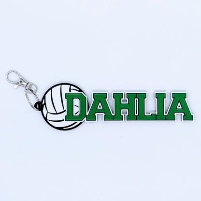 Volleyball bag tag "DAHLIA" in green, white and black